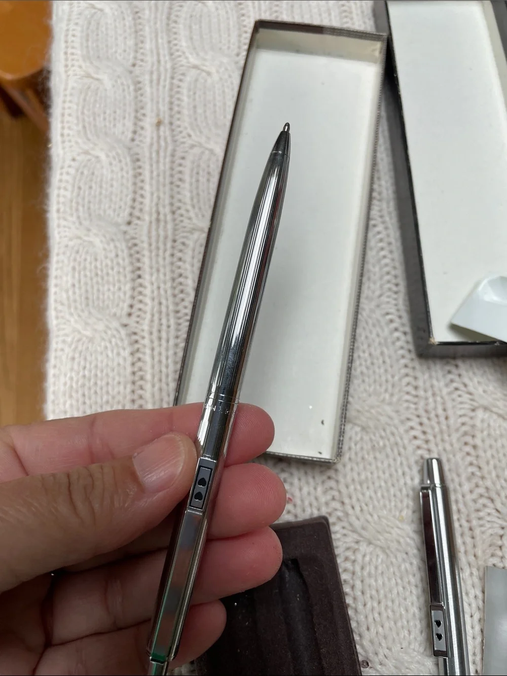 VTG unused Paper Mate Double Heart Slim Profile Chrome Pen & Pencil Set with box